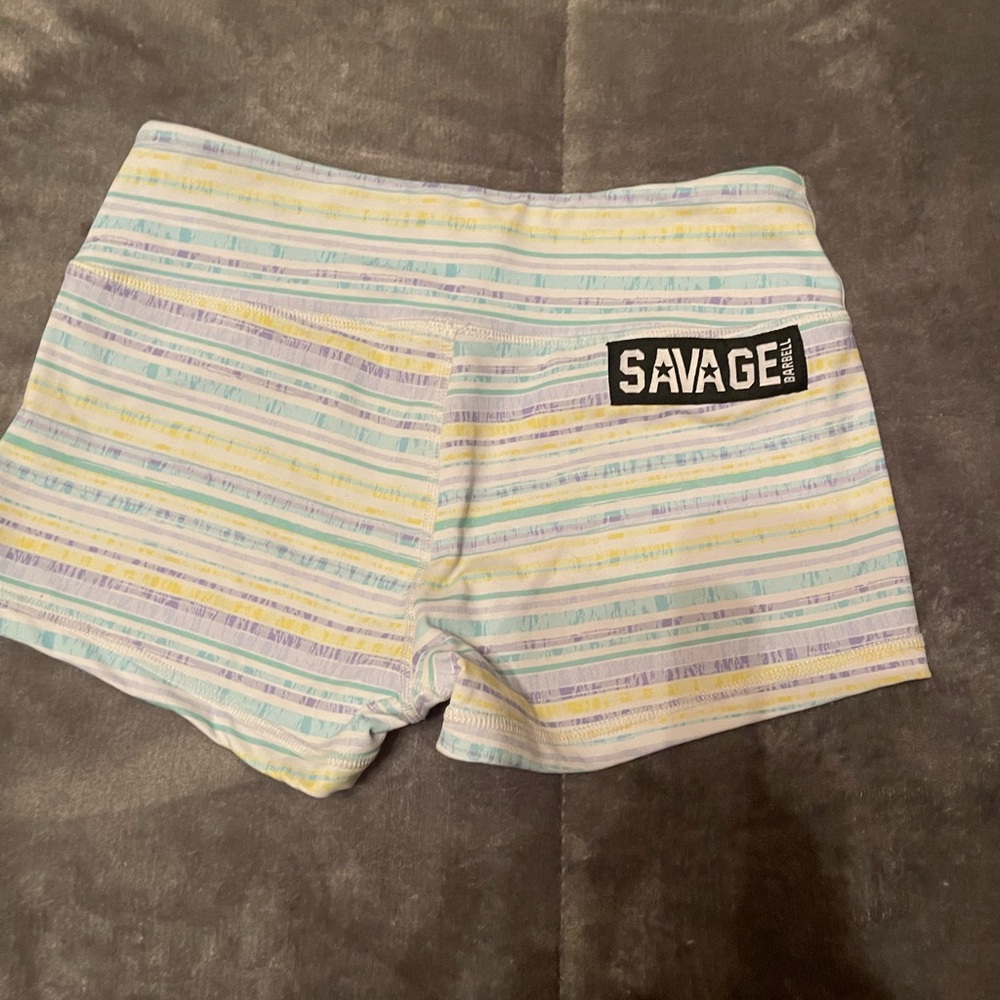Savage barbell striped pastel shorts